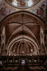 Naklejka premium Jerusalem, Israel-05,10,2017: Light and shadows in the temple. photos in vintage processing
