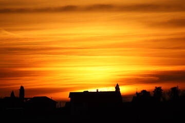 sunset over the village