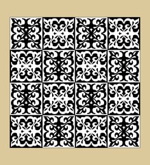 Black and white vintage pattern, fine geometric motifs, checkerboard design, inverted colors, tileable ornament, vector eps10