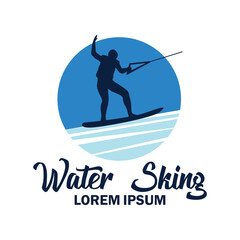 water skiing logo with text space for your slogan tag line, vector illustration