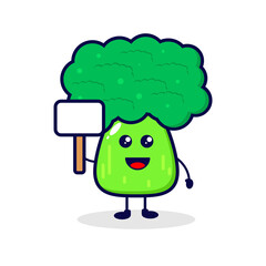 Broccoli with board cute character illustration