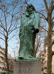 Monument to Balzac by August Rodin (1840-1917) located on Boulevard Raspail in Paris - France