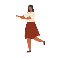 young woman dancing avatar character vector illustration design