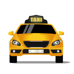 Yellow taxi. Vector icon of a taxi car
