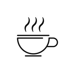 Hot coffee or tea cup line art icon for apps and websites
