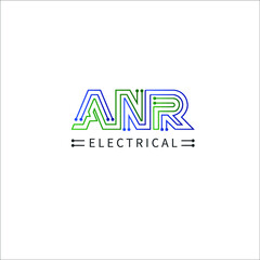 Digital letter logo. ANR electrics logo
