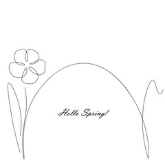 Hello spring card with flower, vector illustration