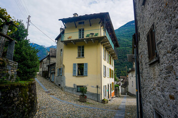 Beautiful scene in the village Lodano, Valle Maggia, Switzerland
