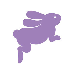 cute little rabbit lilac color silhouette vector illustration design