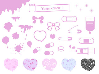 病みかわいい背景イラスト シームレスパターン Background Poster Backgrou ふわぷか