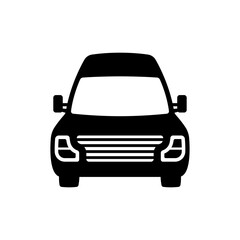 Van icon. Black silhouette. Front view. Vector flat graphic illustration. The isolated object on a white background. Isolate.