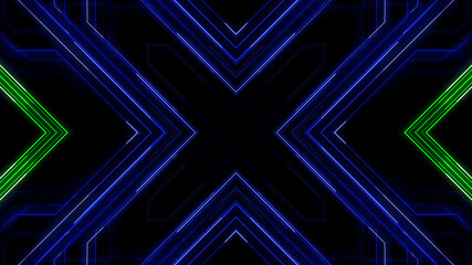 Circuit Kaleidoscope Line Space abstract 3D illustration background.