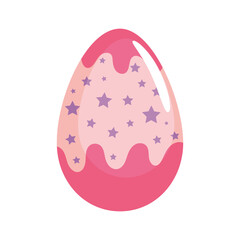 happy easter season pink egg painted and stars vector illustration design