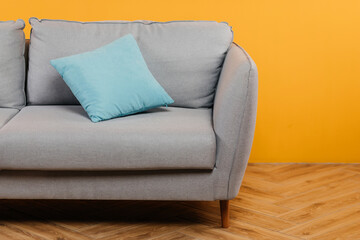 Sofa chemical cleaning with professionally extraction method. Upholstered furniture.