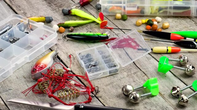 accessories for fishing. selective focus.