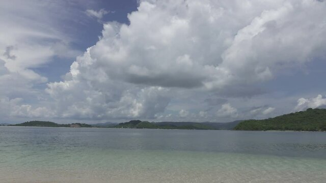 Panorama of Gili Islands on a cloudy day, Islands in the tropical sea, Lombok Indonesia