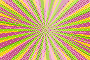Striped colorful rays background. Pop art creative concept colorful comics book magazine cover. Cartoon halftone retro pattern. Abstract template design for poster, card, sale banner, empty bubble.