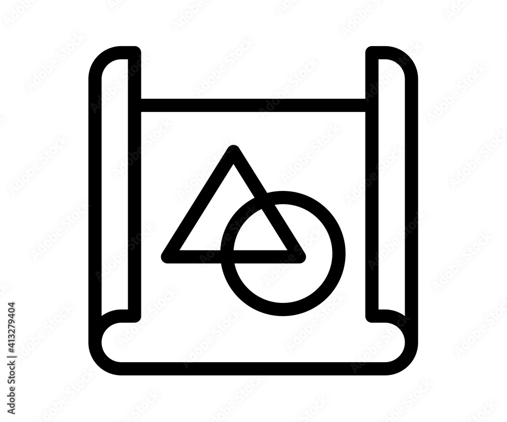 Aufkleber concept blueprint planning single isolated icon with outline line style