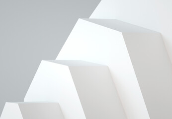 Abstract white geometric installation, 3d render