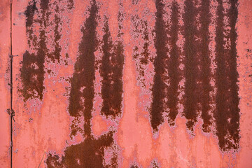 Old rusty red metal wall, background photo