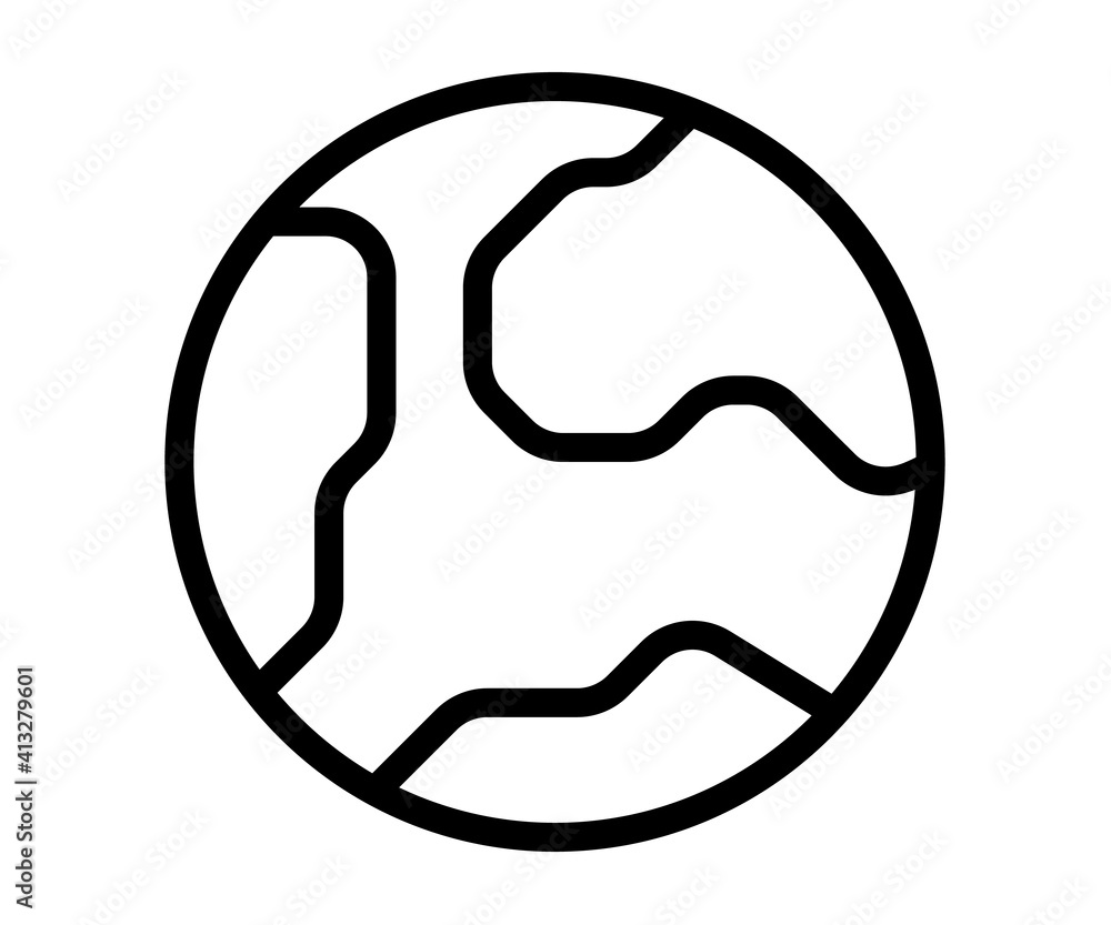 Poster earth global world single isolated icon with outline line style