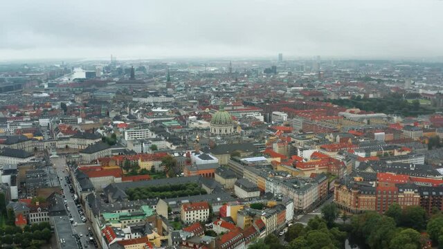 Flight over beautiful Copenhagen - the capital of Denmark