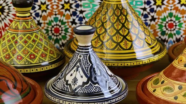 Collection of traditional Moroccan tajines
