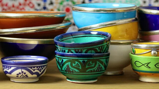 Collection of traditional Moroccan bowls
