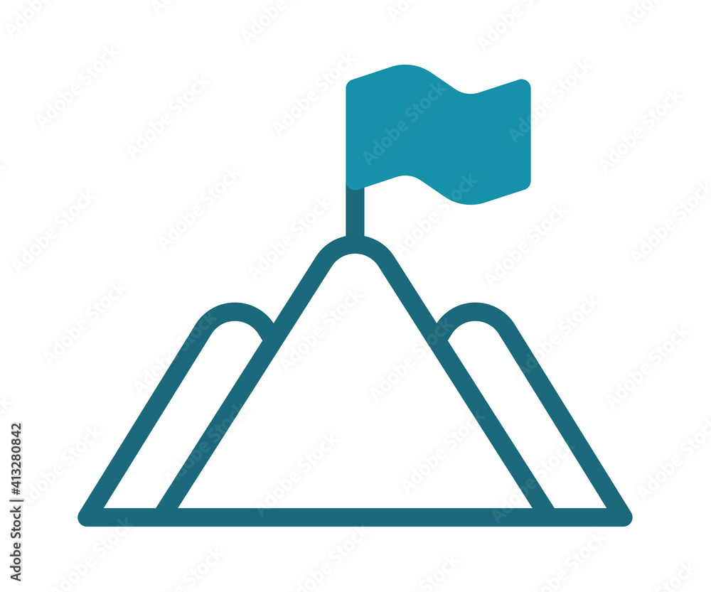 Poster mission milestone flag single isolated icon with solid line style