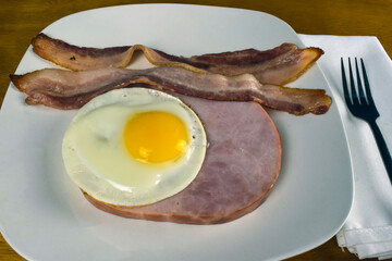 fried egg and ham
