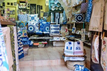 Souvenir shop interior in the old town of Chania on Crete island, Greece.