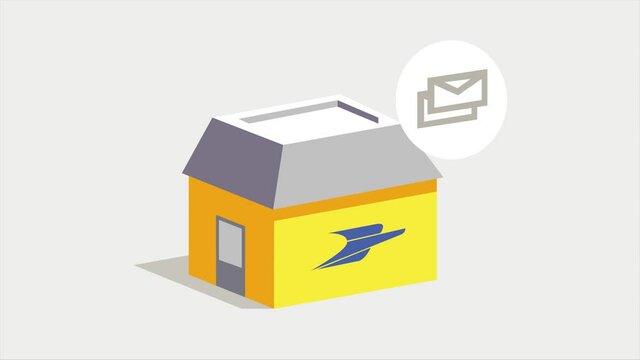 Post office sign for Aerial delivery. Motion design