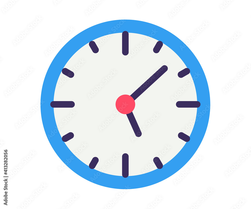 Poster time clock hour single isolated icon with flat style