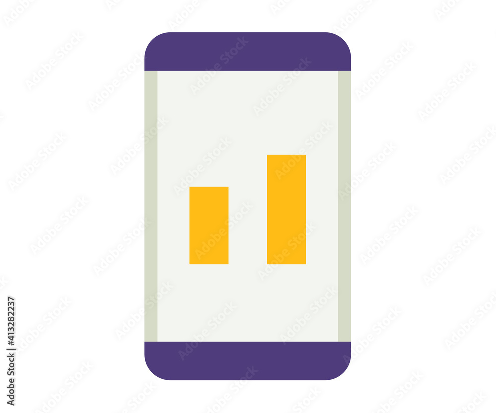 Poster smartphone statistic chart single isolated icon with flat style