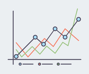 Abstract financial chart, stock market vector outline illustration. Business success, financial growth. Business or investing application icon. Invest strategy, business investment application sign.
