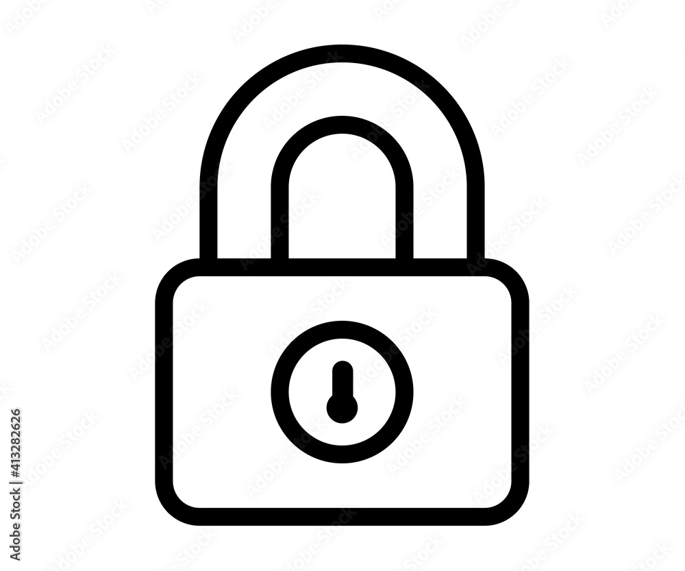 Aufkleber padlock security protect single isolated icon with outline line style