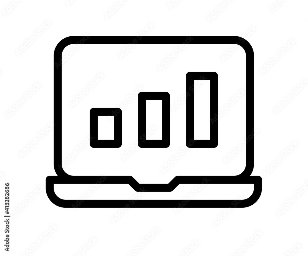 Poster laptop graphic chart single isolated icon with outline line style