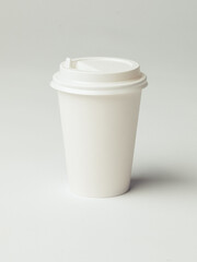 Coffee cup set - mockup template for cafes, design of the restaurant's corporate style. White cardboard coffee cup mockup. Template disposable plastic and paperware for hot drinks