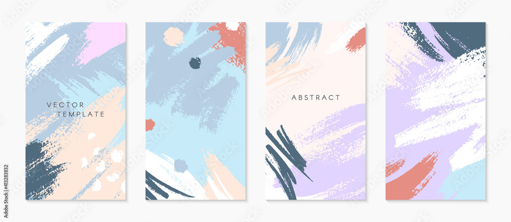 Wall mural set of editable insta story templates with copy space for text.modern vector layouts with hand drawn