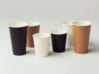 Coffee Cup set - Mockup template for cafes, design of the restaurant's corporate style. Black,...