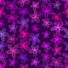 Flower background Abstract seamless vector sketch Purple casual