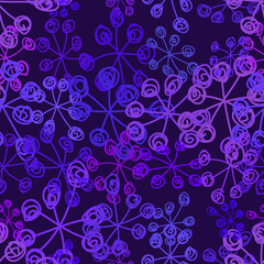 Abstract vector background Seamless scribble line pattern Neon blue