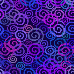 Abstract vector background Seamless scribble spiral pattern Neon blue