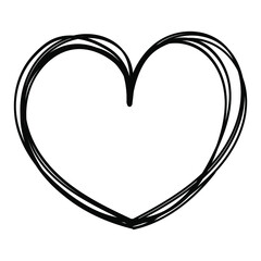 Hand drawn  Black heart frame . Doodle heart vector illustration, Isolated on white background.