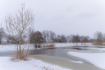 Obraz na płótnie Canvas Winter landscape of Gein park in Amsterdam