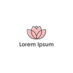 Simple Rose Icon Logo Template, Simple Lotus Flower Vector Logo Design