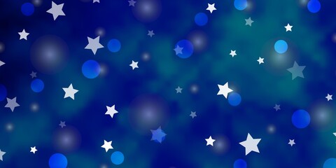 Light BLUE vector background with circles, stars.