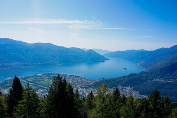 View to Ascona and Italy with Maggia delta from Cardada