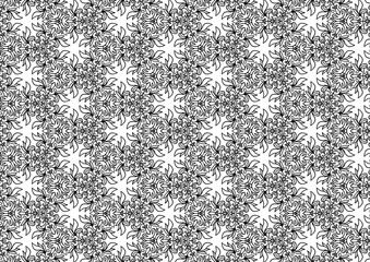 Blue Mosaic  Background. Black Morocco Seamless. Monochrome Mediterranean Decor. Grey Winter Pattern. Tile Seamless. White Holiday Background. Xmas Background. Abstract Decor.