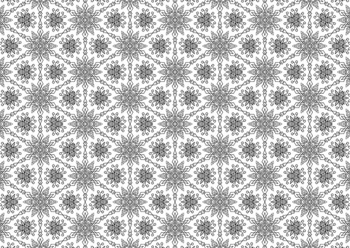 Monochrome Morocco Seamless. Black Moroccan Design. White Arabic Illustration. Blue December Decoration. Tile Pattern. Grey Holiday Background. Xmas Background. Abstract Background.